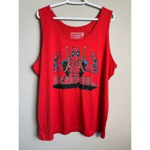 Marvel Deadpool Graphic Tank Top Red Mens Large Superhero Comic Book Y2K Retro